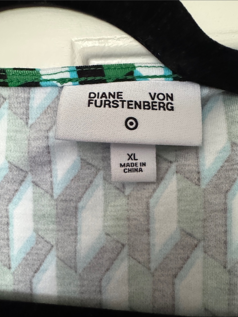 Diane Von Furstenberg for Target Long Sleeve Wrap Dress in Green Geometric Print - Picture 3 of 3